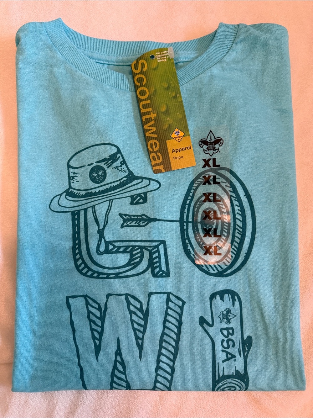 NWT Kids/Youth Light Teal Scoutwear Graphic Tee - Youth XL